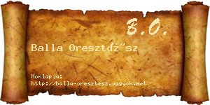 Balla Oresztész névjegykártya